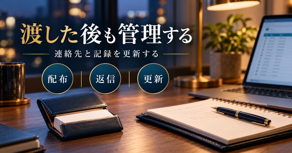 配布した名刺の連絡先・返信・更新を分けて管理する