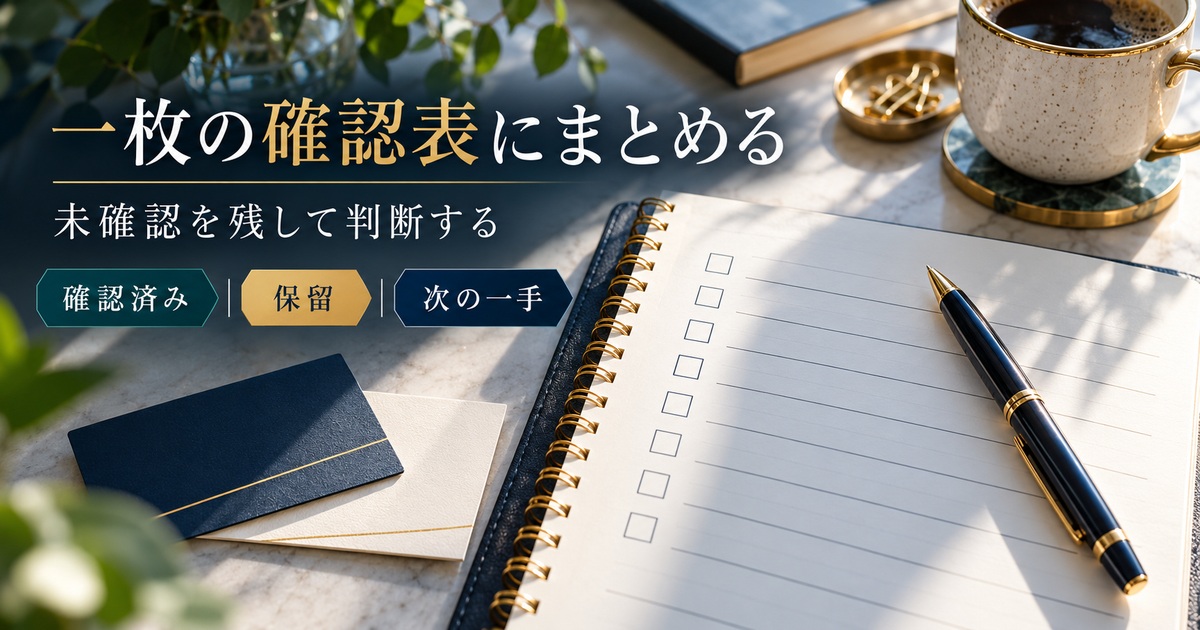 副業名刺の確認済み・保留・次の一手を一枚の確認表にまとめる