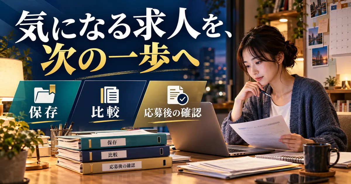 気になる求人の保存・比較から応募後の確認へ進める