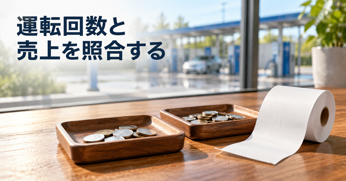 機器の運転回数と利用料金と返金を分けて照合する記録整理