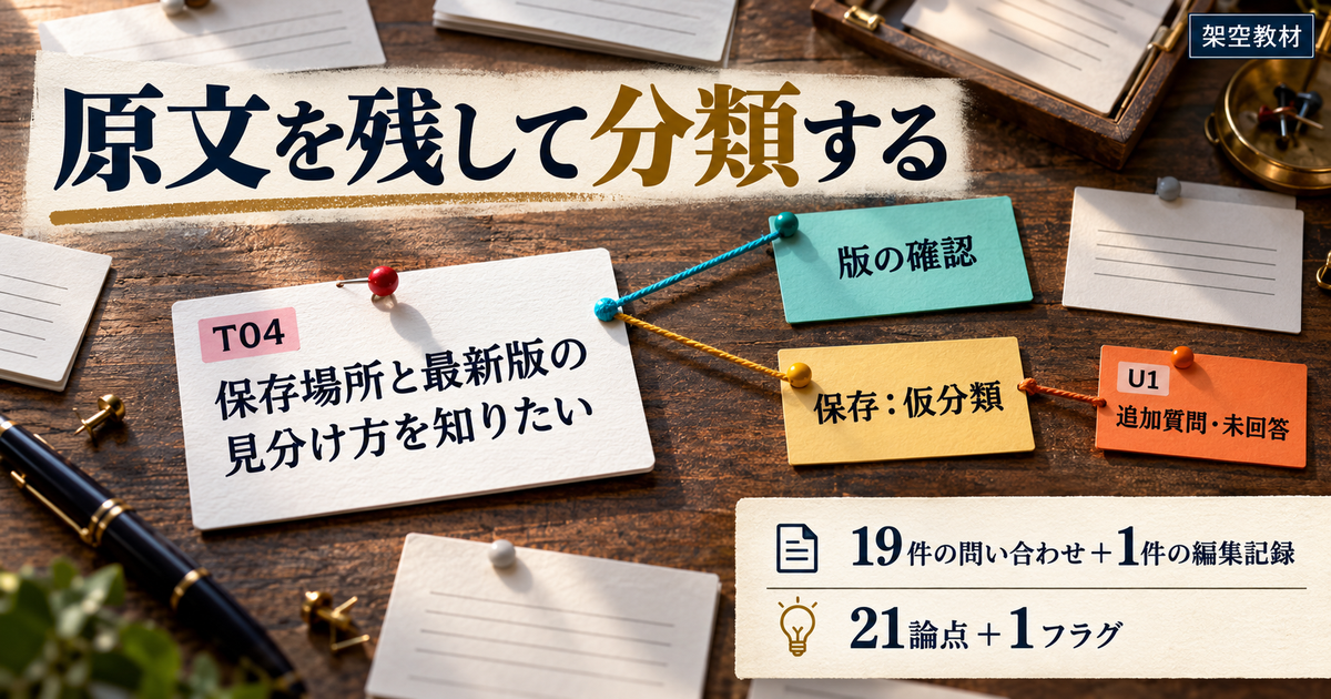 T04の原文を保存と版確認に分け、保存を仮分類としてU1に残す生成画像
