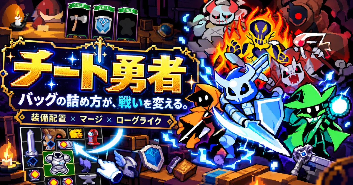 チート勇者の公式ドット絵キャラクターとバッグ配置・マージの魅力を紹介