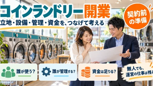 コインランドリー開業で立地、設備、管理、資金を合わせて考える説明用生成画像