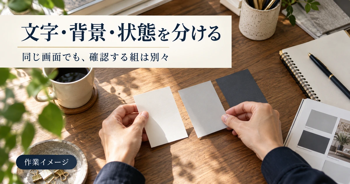 文字・背景・状態を分けるために資料を整理する作業イメージ