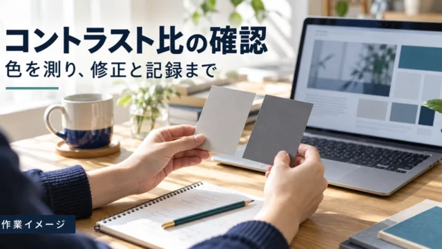 文字と背景の配色を見比べて確認するWeb制作の作業イメージ