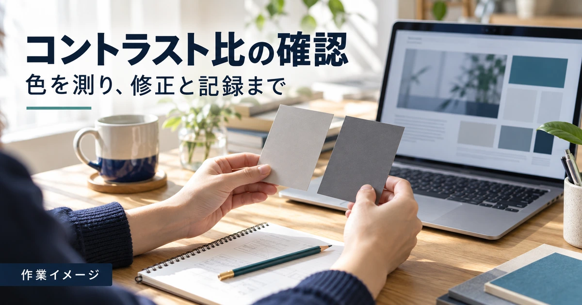 文字と背景の配色を見比べて確認するWeb制作の作業イメージ