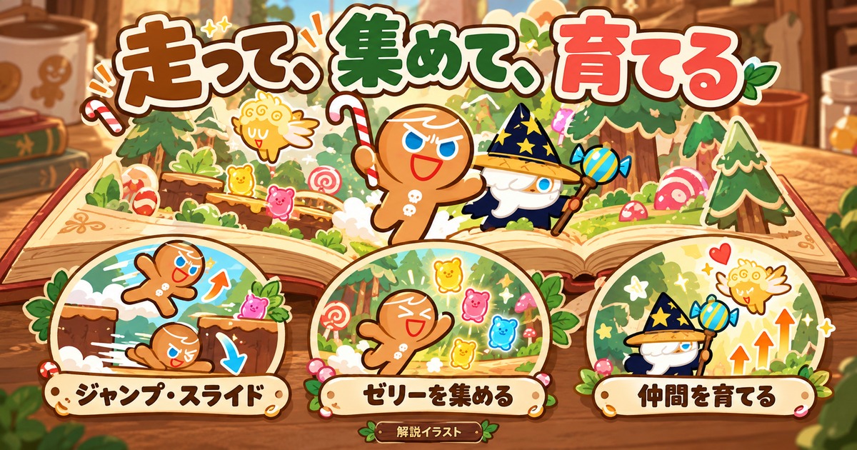 絵本から広がるクッキーの世界と、走る・集める・育てる楽しみの図解