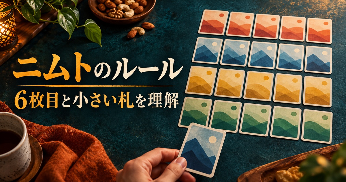 4列への置き先と引き取りを学ぶニムトの概念イラスト