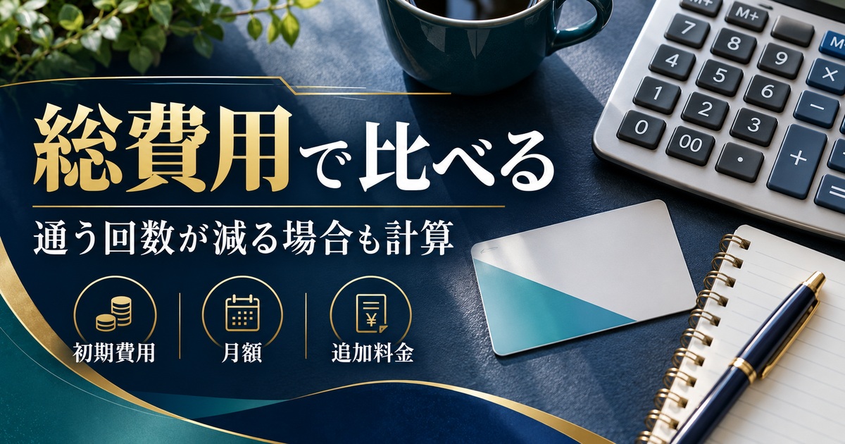 初期費用・月額・追加料金を含め、通う回数が減る場合も総費用を比較する。