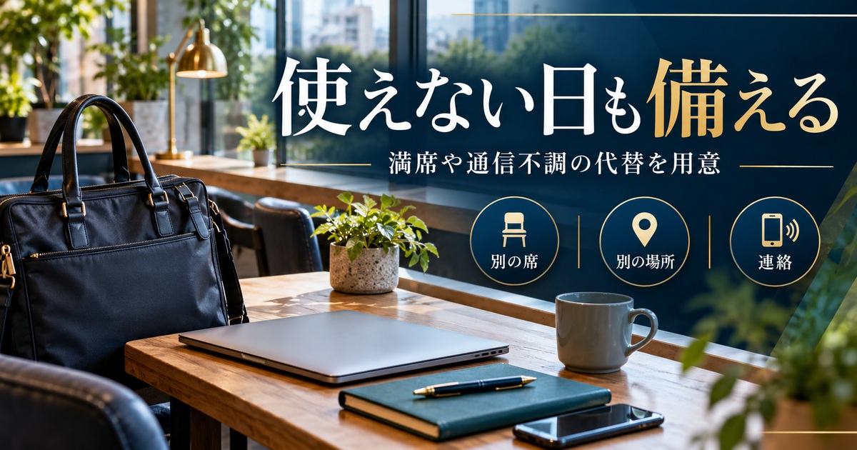 満席や通信不調に備えて別の席・別の場所・連絡方法を用意する。
