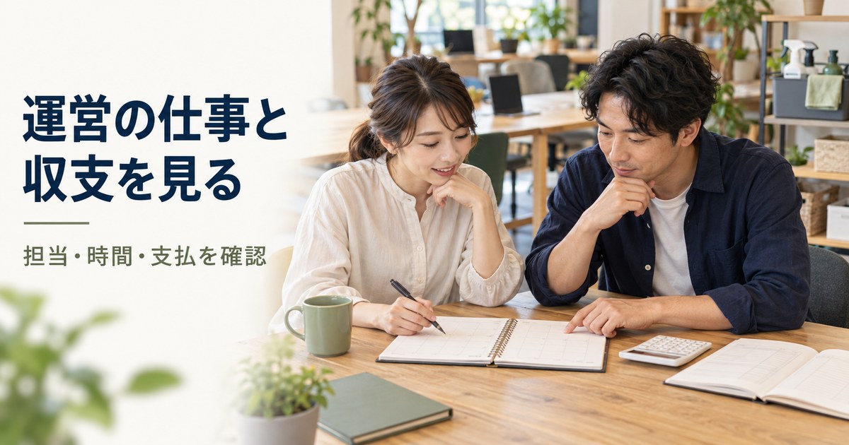 運営担当と費用を確認する架空の開業準備