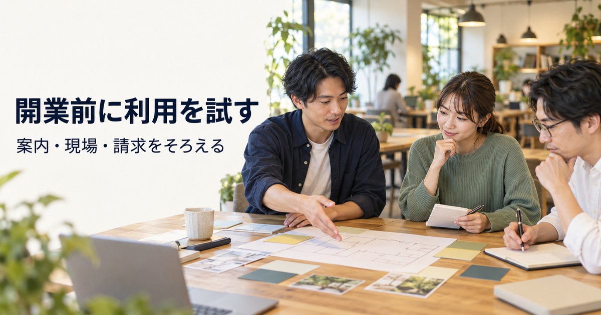 図面と架空の利用者例で運営手順を試す架空の場面