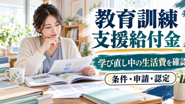 昼間の専門実践教育訓練を検討する人が教育訓練支援給付金の条件と手続きを確認するイメージ
