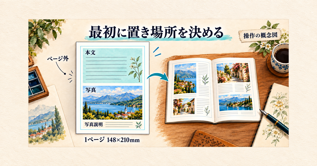 1ページの仕上がりと見開き、余白、ページ外の作業領域の違い