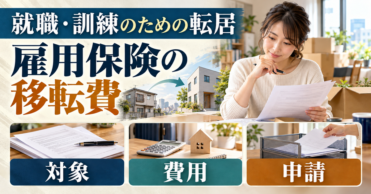 就職や訓練のために転居する際の移転費について、対象・費用・申請を整理するイメージ