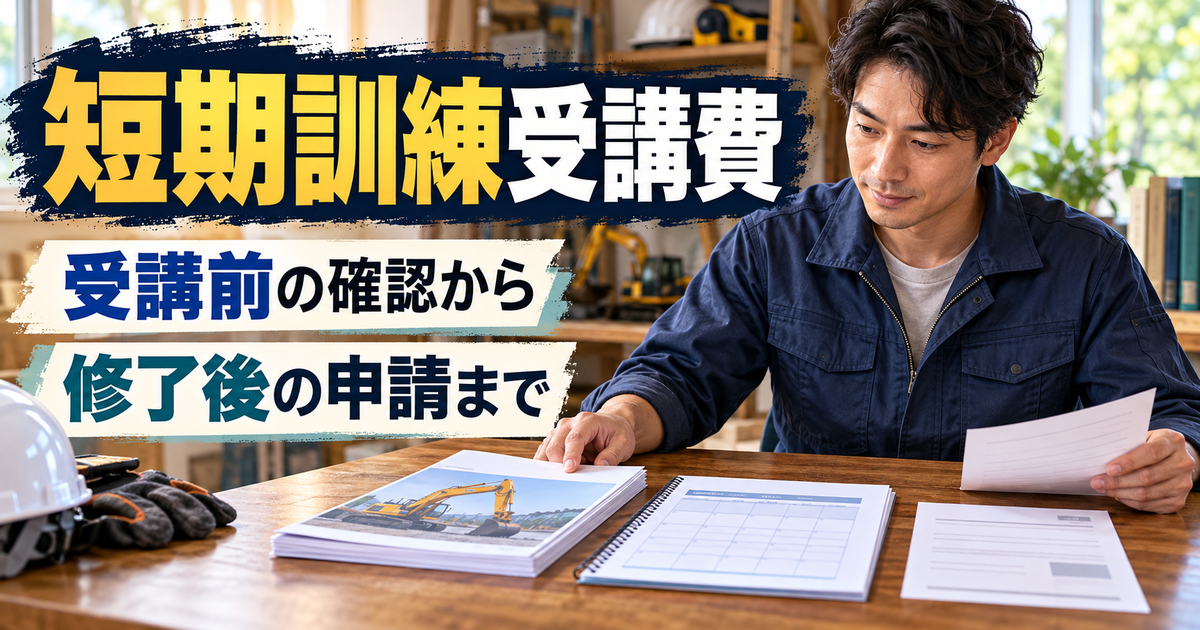 短期訓練受講費について、受講前の確認から修了後の申請までを整理するイメージ