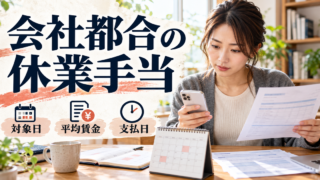 会社都合の休業手当について、対象日・平均賃金・支払日を確認するイメージ