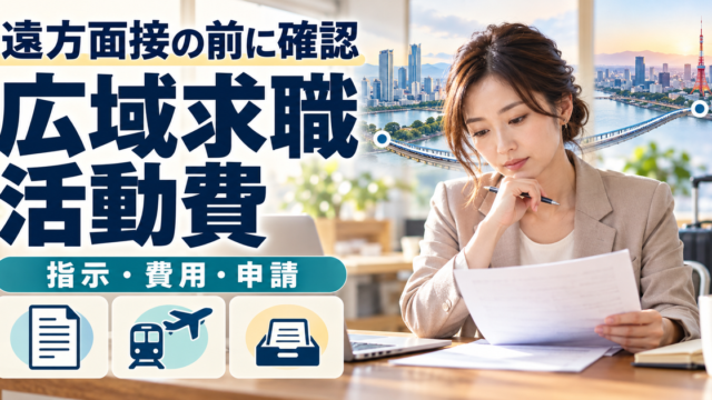 遠方面接に向けて広域求職活動費の指示・費用・申請を確認するイメージ