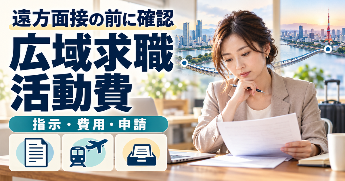 遠方面接に向けて広域求職活動費の指示・費用・申請を確認するイメージ