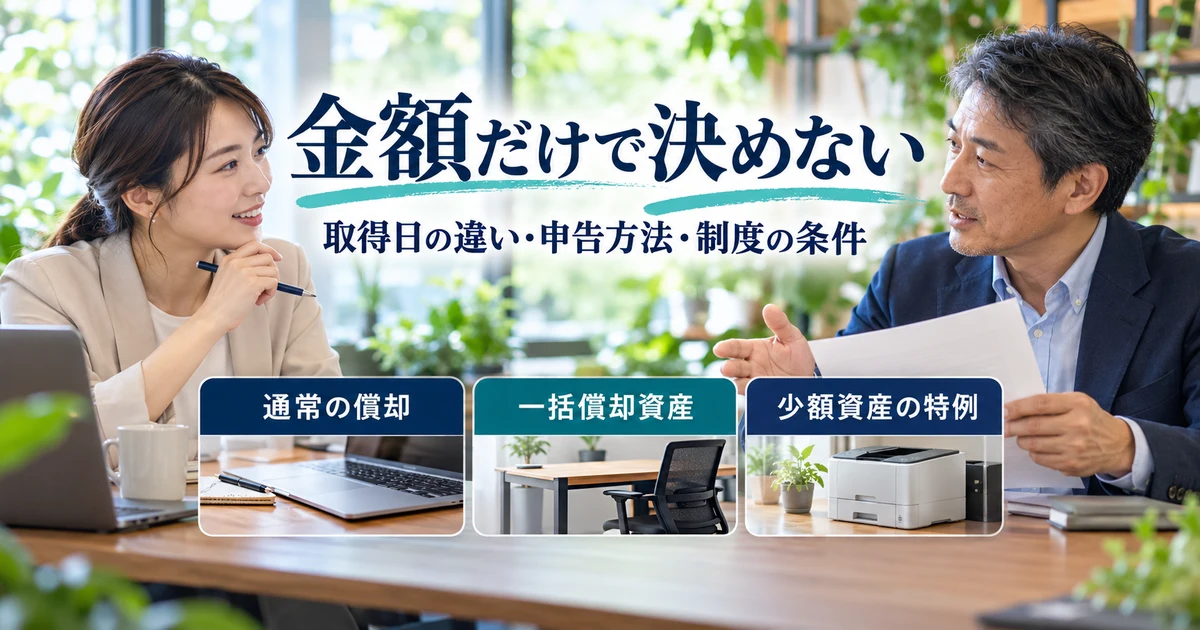 金額だけで決めない(取得日の違い・申告方法・制度の条件)の説明用生成画像