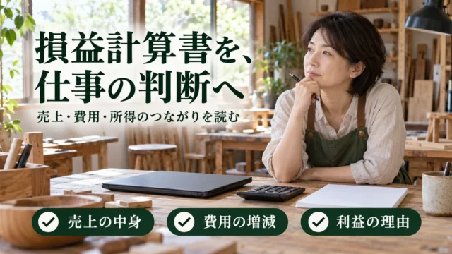 損益計算書を、仕事の判断へ（売上・費用・所得のつながりを読む）の説明用生成画像