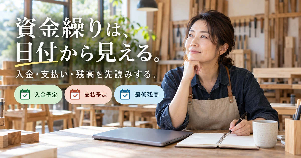 資金繰りは、日付から見える（入金・支払い・残高を先読みする）の説明用生成画像