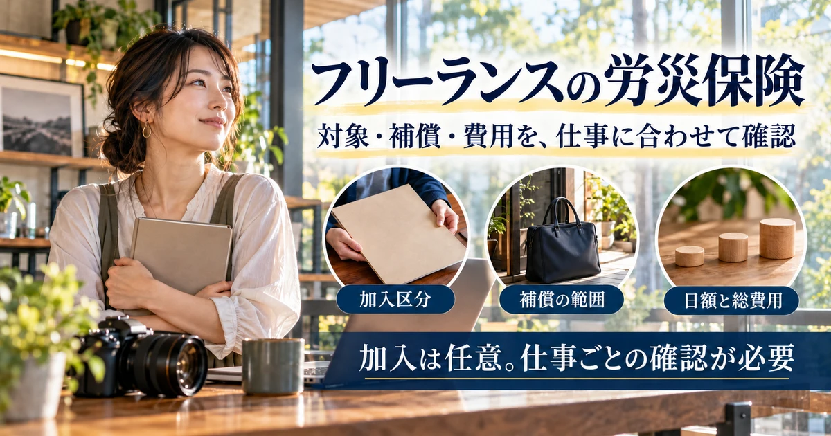フリーランスの労災保険（対象・補償・費用を、仕事に合わせて確認）の説明用生成画像