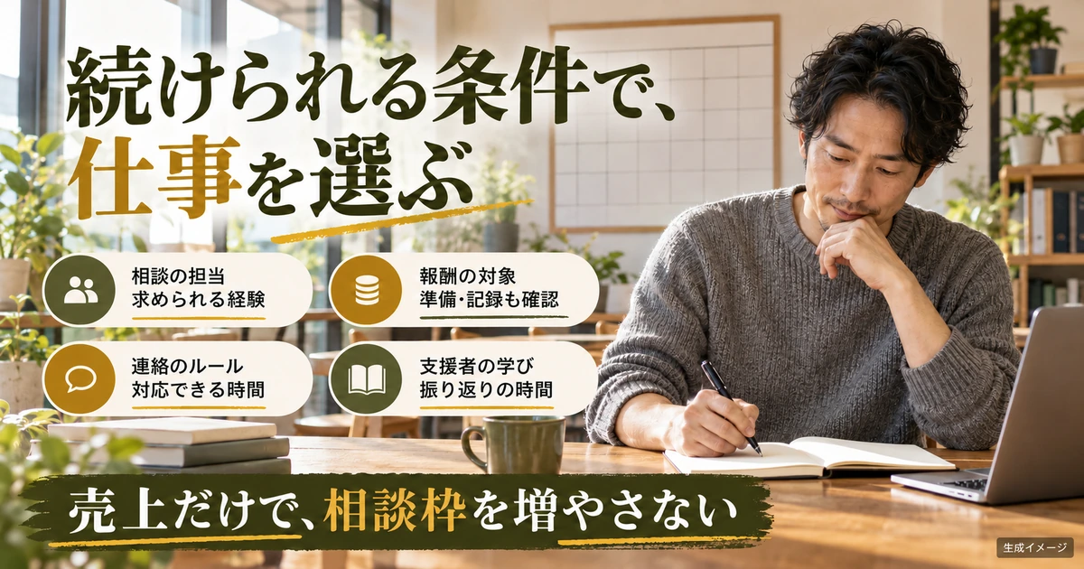 担当経験、報酬の対象、連絡、学習の時間から仕事を選ぶ生成イメージ