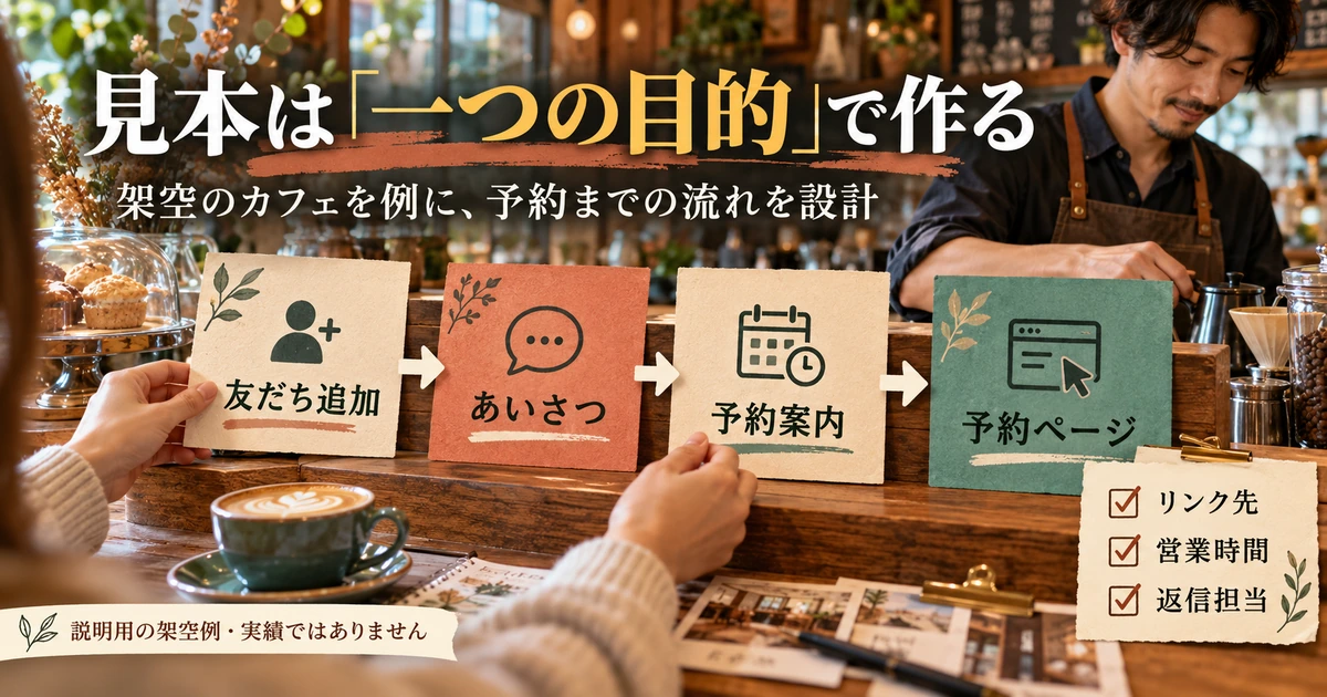 架空カフェの友だち追加から予約ページまでの案内導線