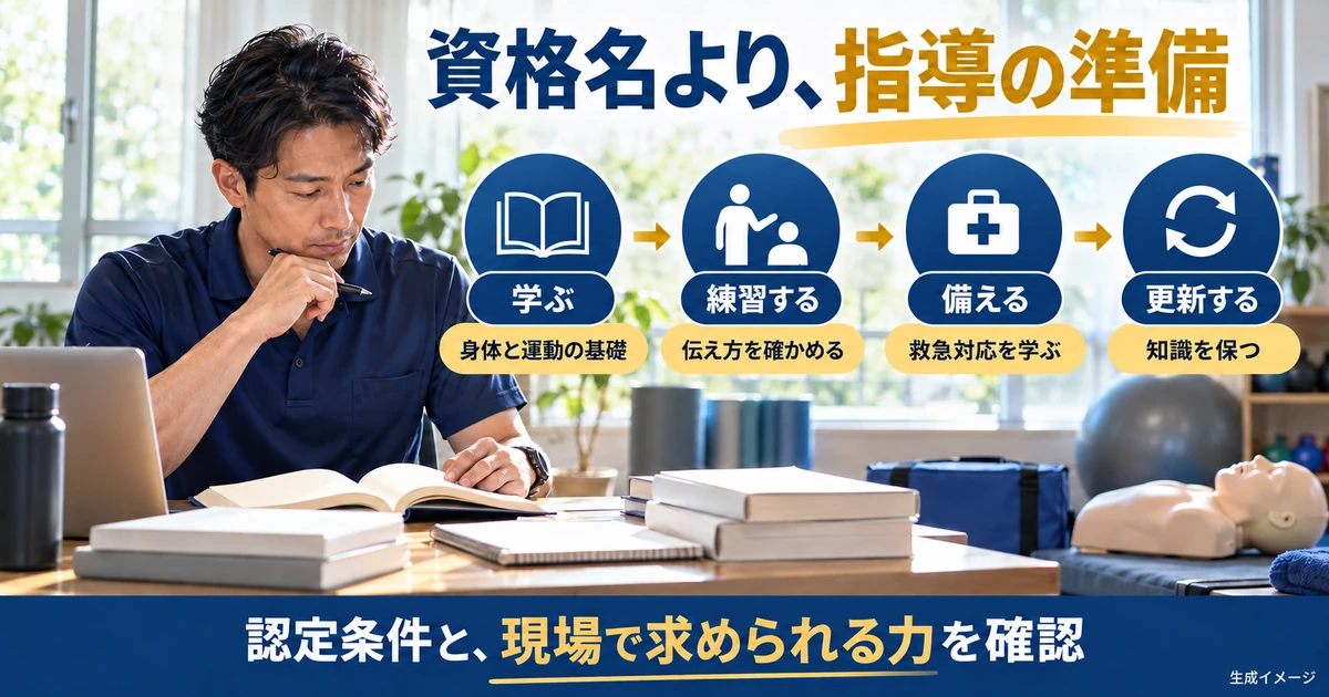 学習、伝える練習、救急対応、知識更新の準備を整理する生成イメージ