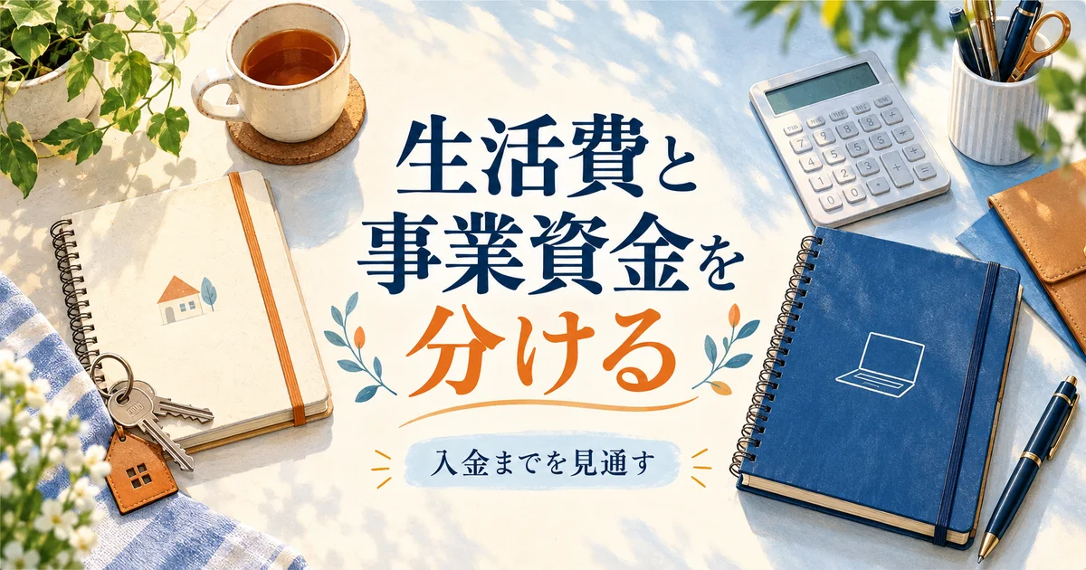 生活費と事業資金を別のノートに分けて考えるイメージ