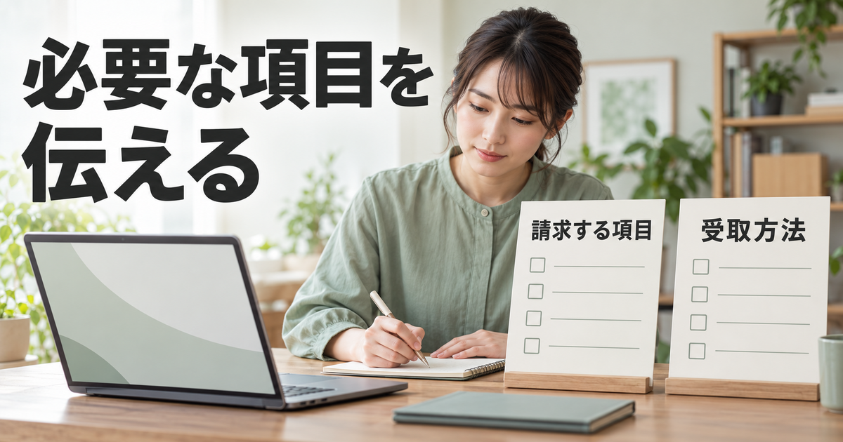 会社に証明書を頼む前に、請求する項目と受取方法を整理している場面。