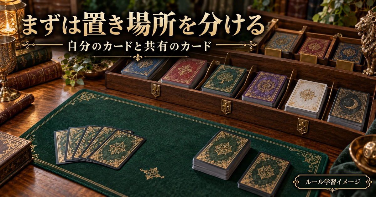 自分のカード置き場と共有のカード置き場を分けて考える、初回準備の概念画像。