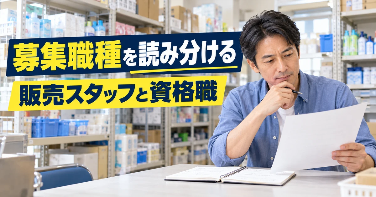 募集職種を読み分ける(販売スタッフと資格職)の説明用生成画像
