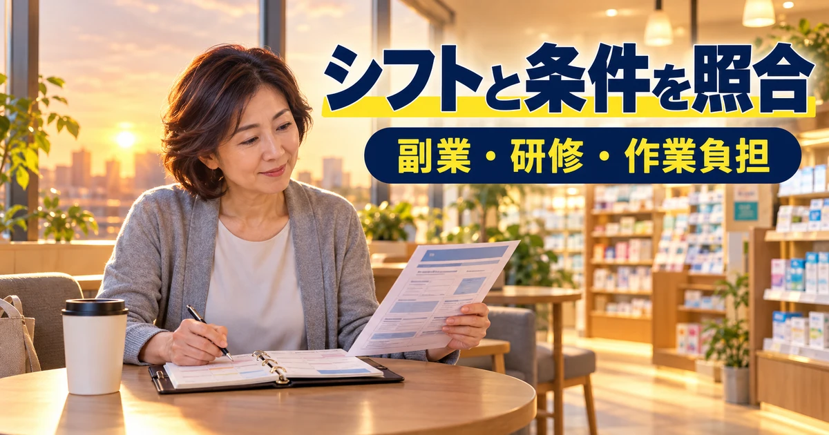 シフトと条件を照合(副業・研修・作業負担)の説明用生成画像