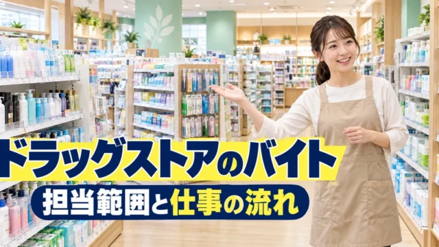 ドラッグストアのバイト（担当範囲と仕事の流れ）の説明用生成画像