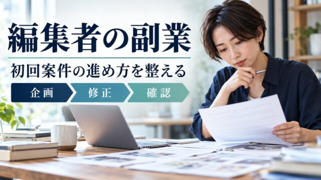 編集者の副業で企画・修正・確認を整理し、初回案件の進め方を整える。