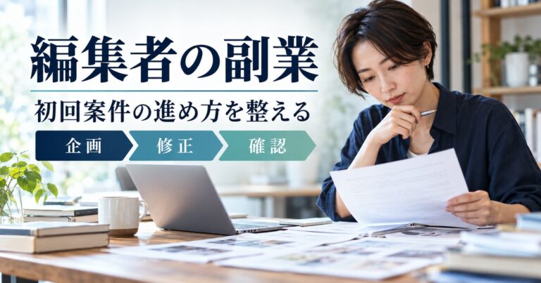 編集者の副業で企画・修正・確認を整理し、初回案件の進め方を整える。