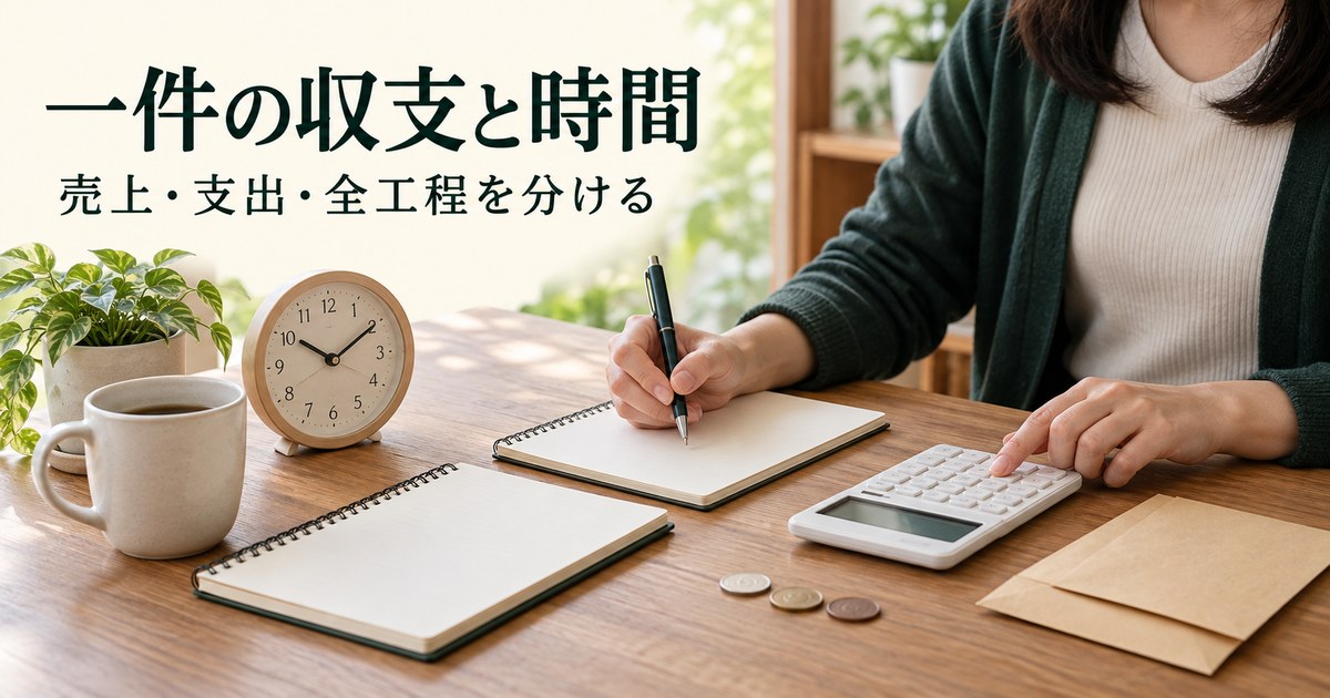 作業時間と入出金の予定を分けて確認する架空の計画場面