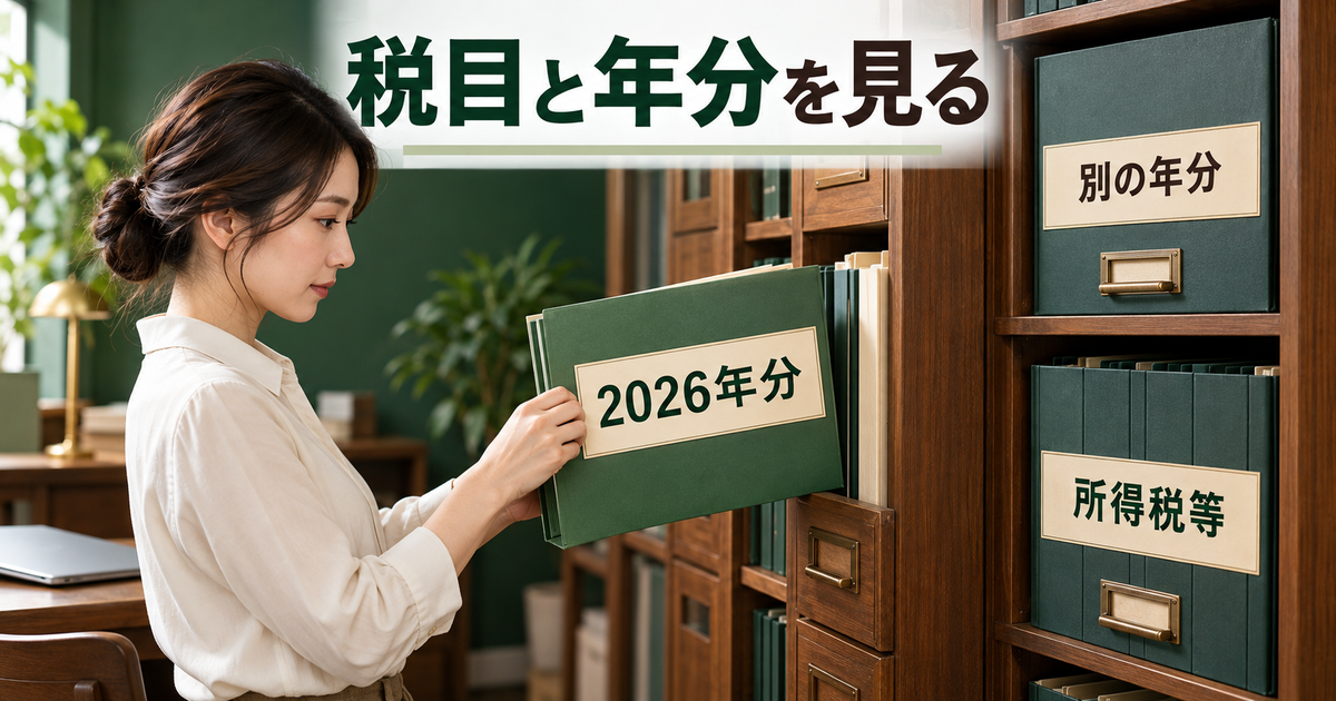 通知の年分と税目を確かめる