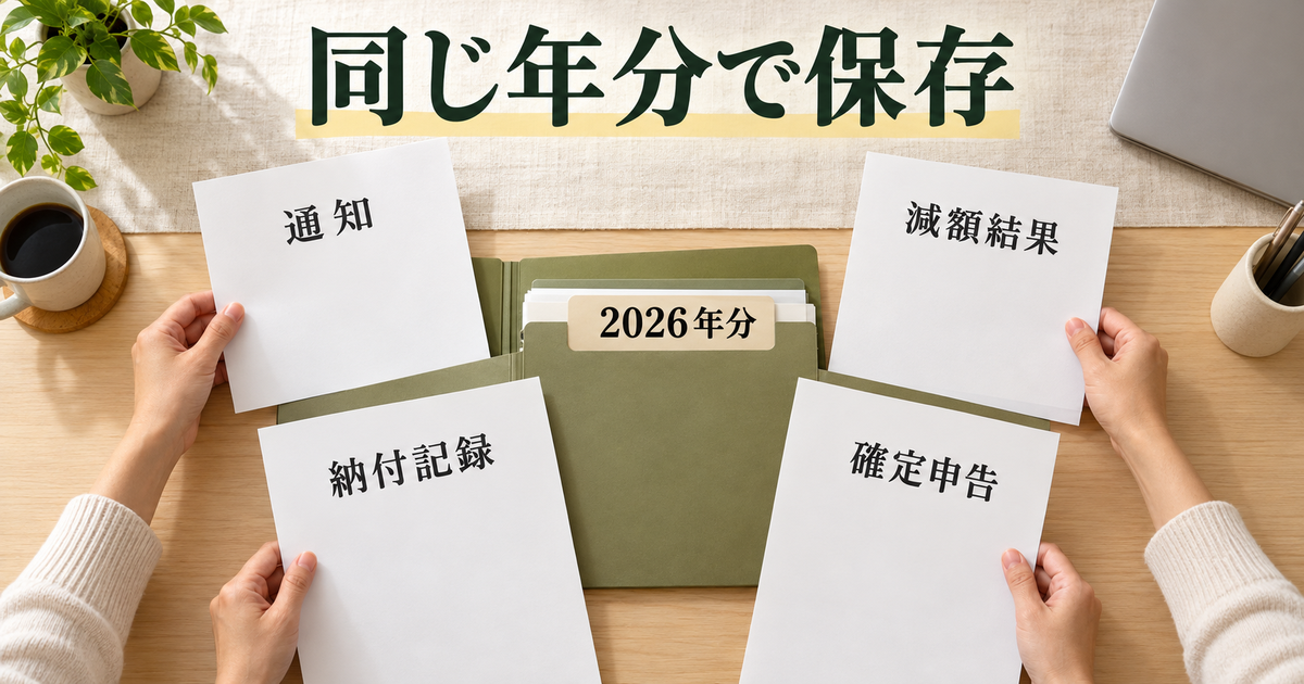 通知、納付、減額結果を確定申告に備えて残す