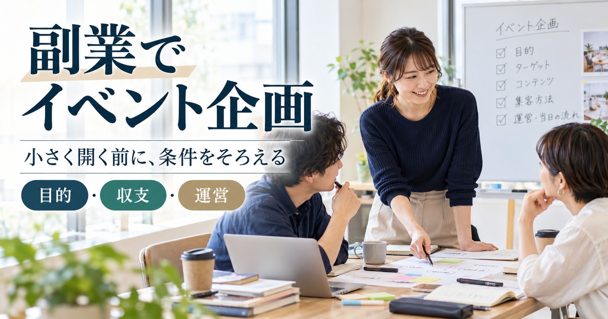 副業でイベント企画。小さく開く前に目的・収支・運営の条件をそろえる。