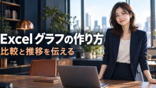 Excel グラフの作り方：グラフ作成の確認作業を表す生成イメージ