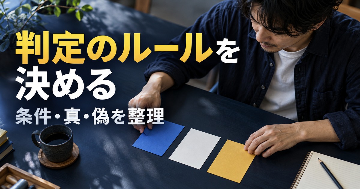 判定のルールを決める：表計算の判断手順を説明する生成イメージ