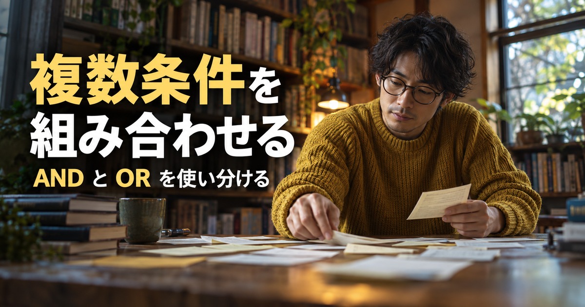 複数条件を組み合わせる：表計算の判断手順を説明する生成イメージ