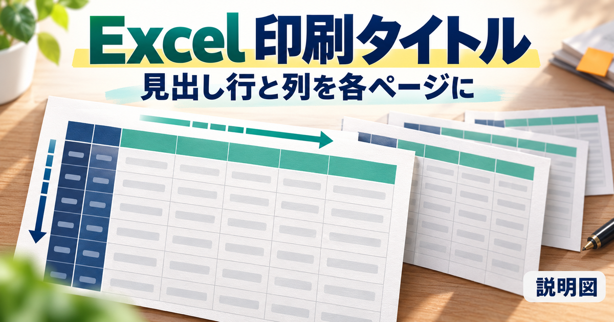 Excelの表を複数ページに印刷するときに見出し行と備品IDを繰り返す考え方を示す説明図