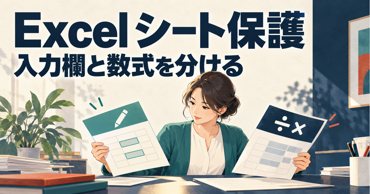 入力欄と数式欄を分けて確認するExcelシート保護の解説イメージ