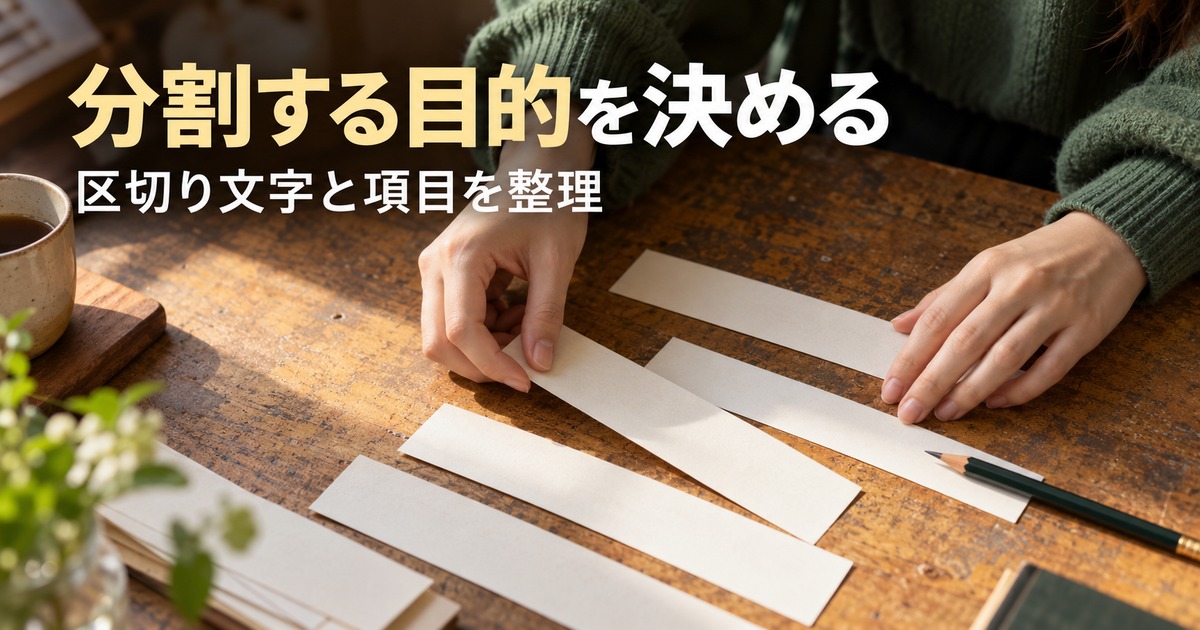 分割する目的を決める：文字列分割の手順を考える生成イメージ