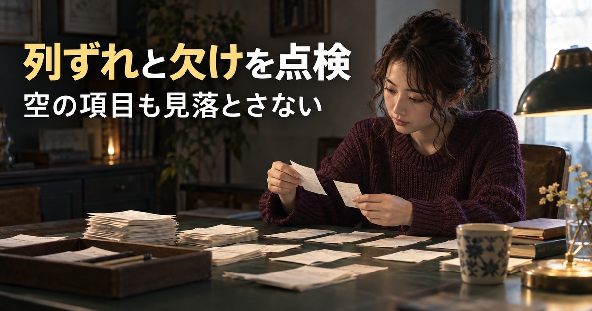 列ずれと欠けを点検：文字列分割の手順を考える生成イメージ