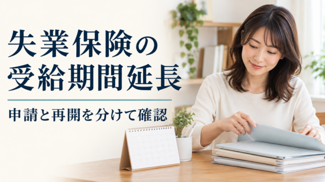 カレンダーと書類を整理し受給期間延長の申請と再開を確認する成人のイメージ